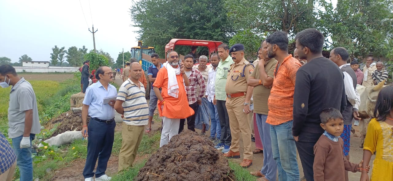 हाईटेंसन तार की चपेट में आने से अधेड़ झुलसा, 8 मवेशियों की मौत