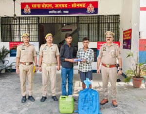 सोनभद्र। डाला में चोरी की दो बैटरी और 15 लीटर डीजल के साथ दो गिरफ्तार
